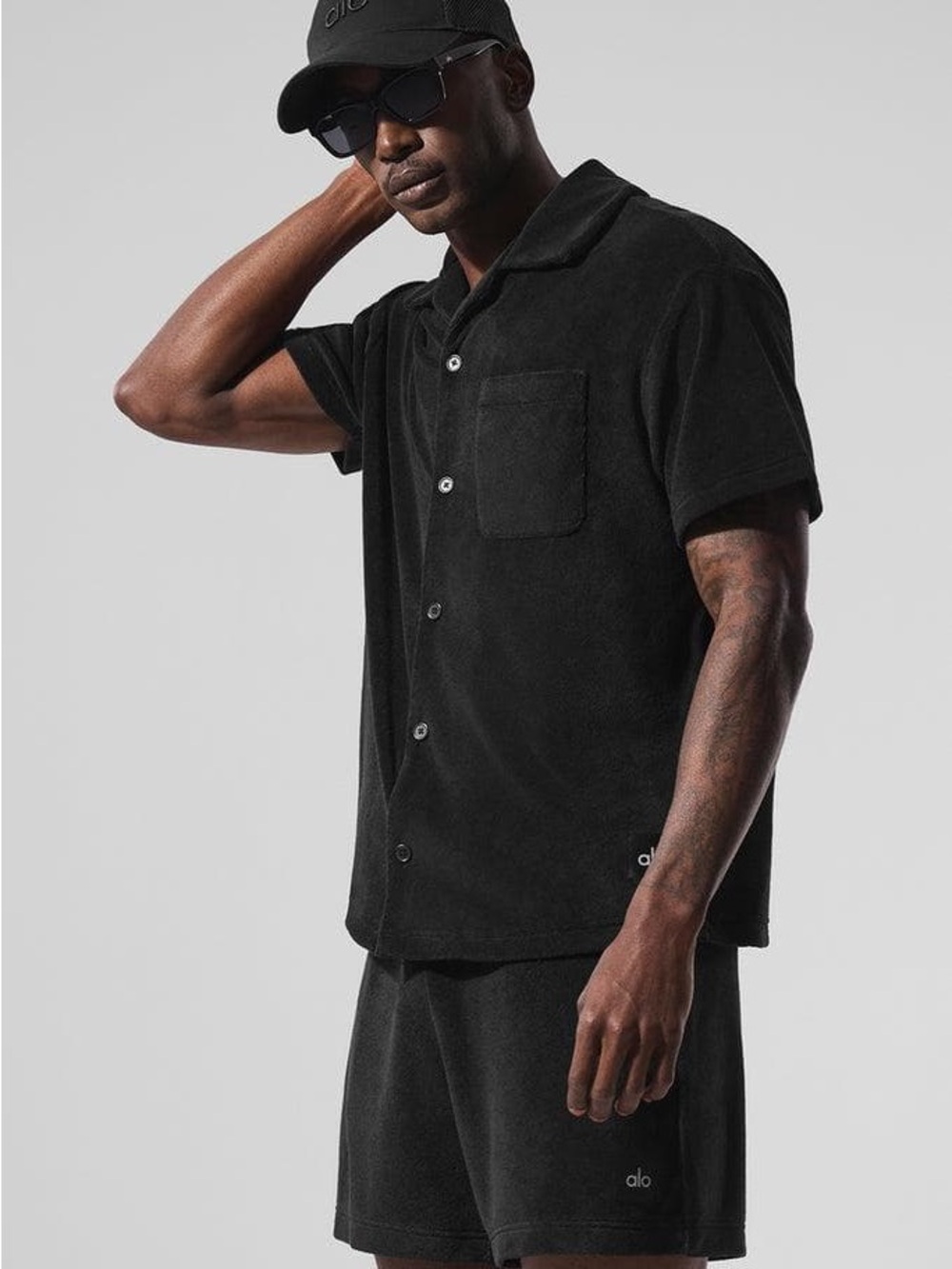 ALO Coastal Terry Button Up (Black)
